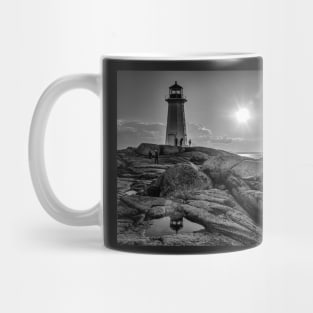 B&W of Iconic Lighthouse at Peggys Cove, Nova Scotia Mug